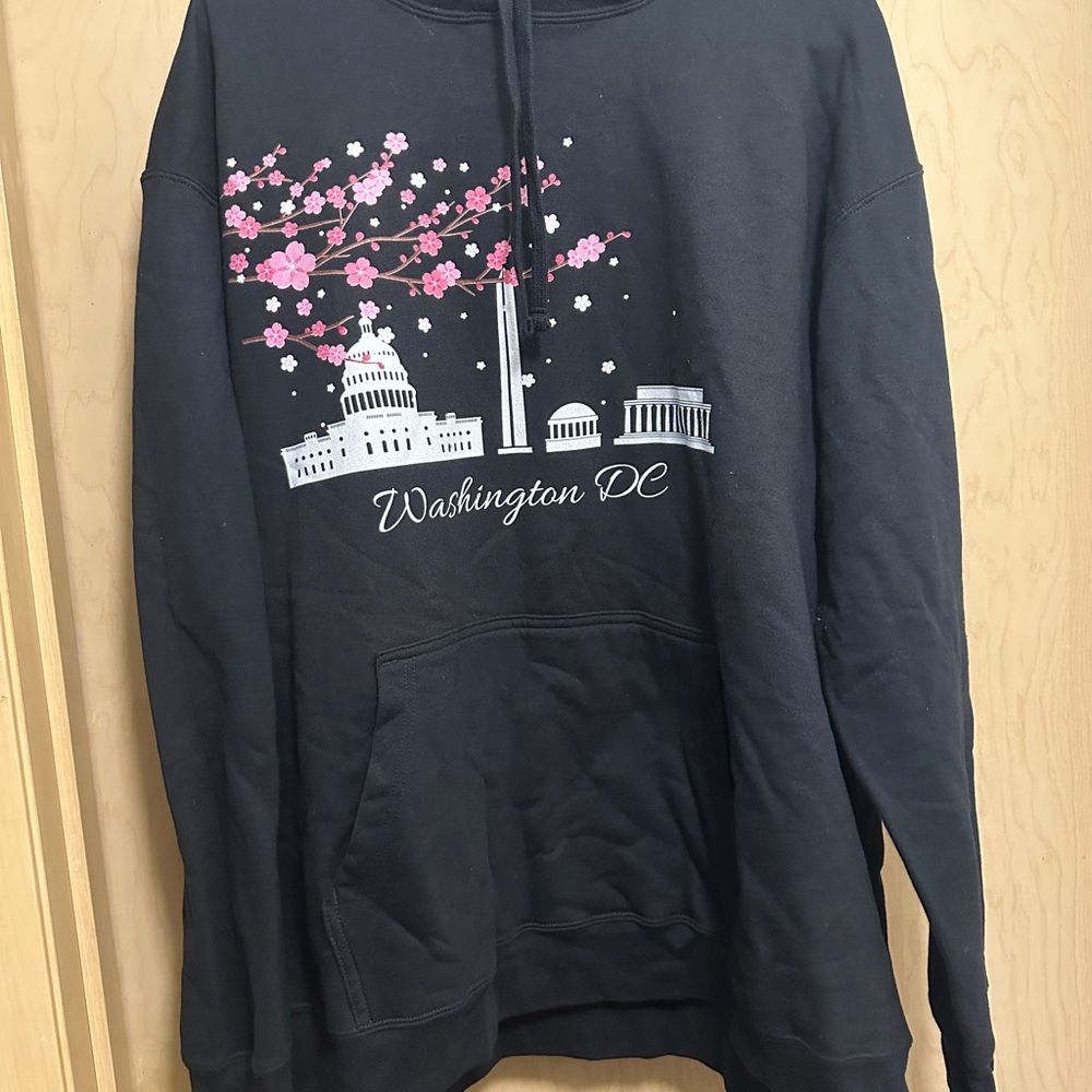Blue Washington DC Hoodie with Cherry Blossom Design